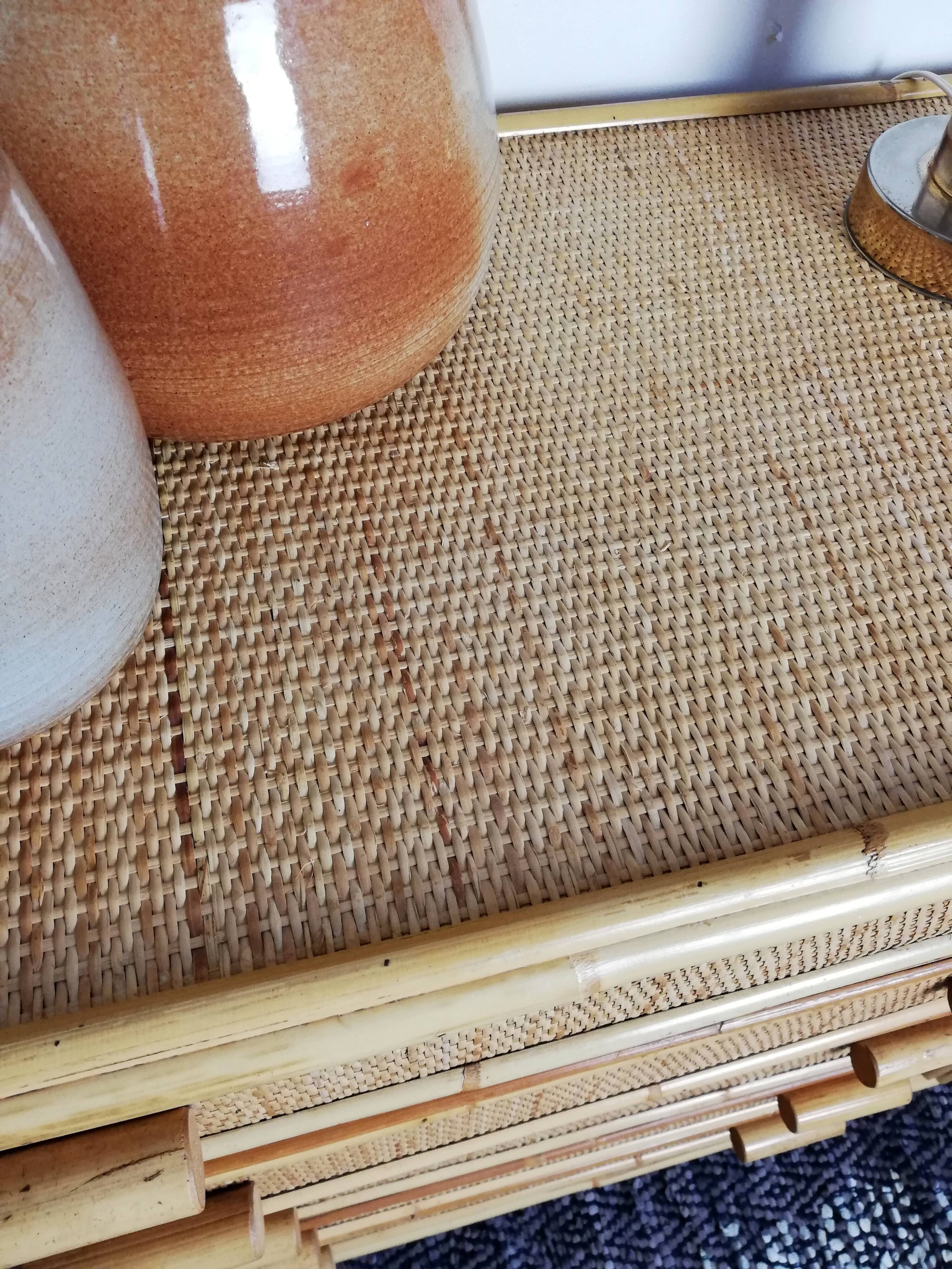 Rattan chest of drawers and woven wicker