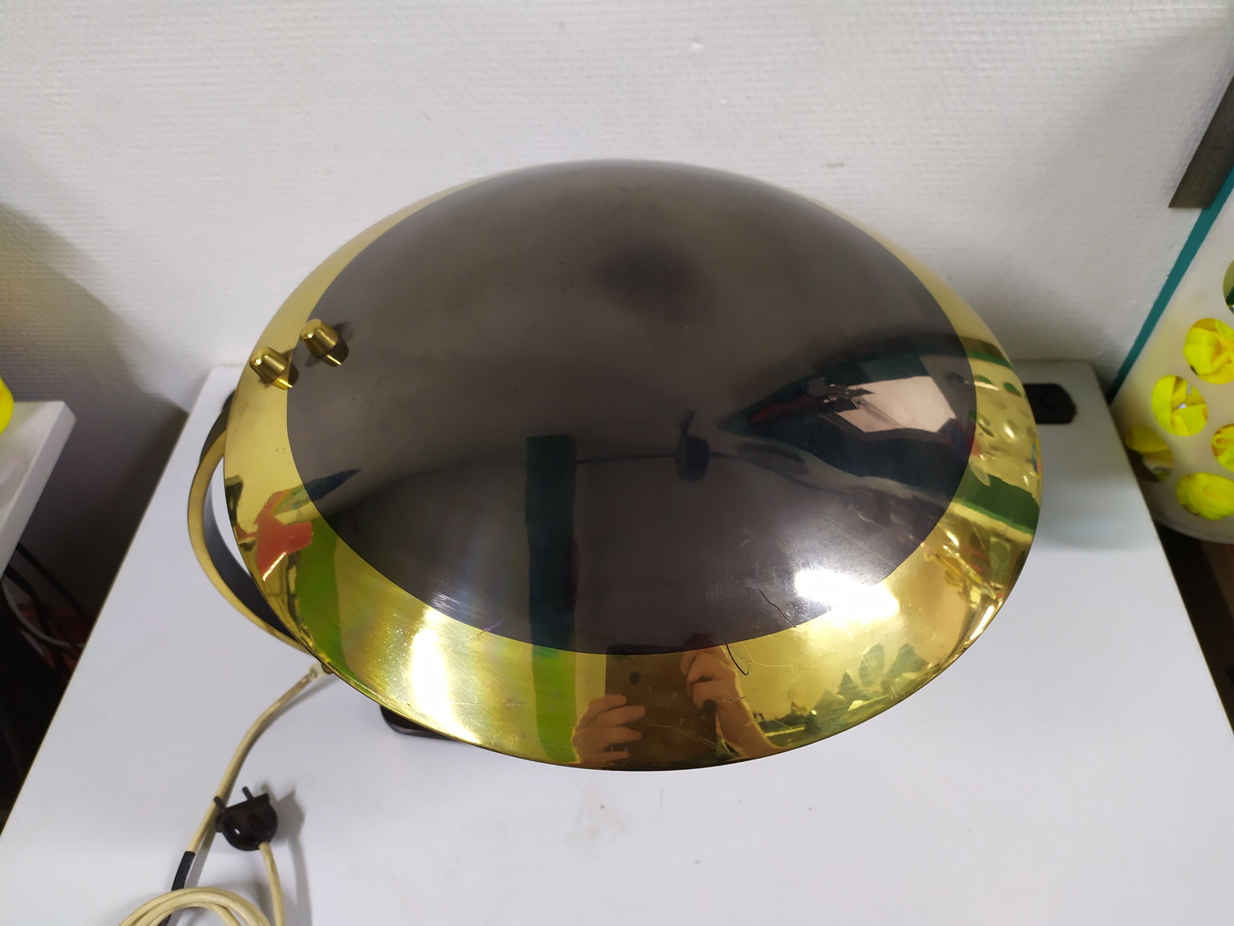 Black brass desk lamp 1950 italy