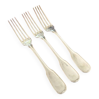Christofle Série de 3 fourchettes de table modèle Versailles métal argenté