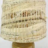 Vintage stoneware lamp and wool lampshade, year 60