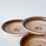 Set of 5 Gien stoneware soup plates with flowers 1970