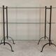 Beautiful Console 60'S feet wrought iron trestles with 3 TBEG glass trays
