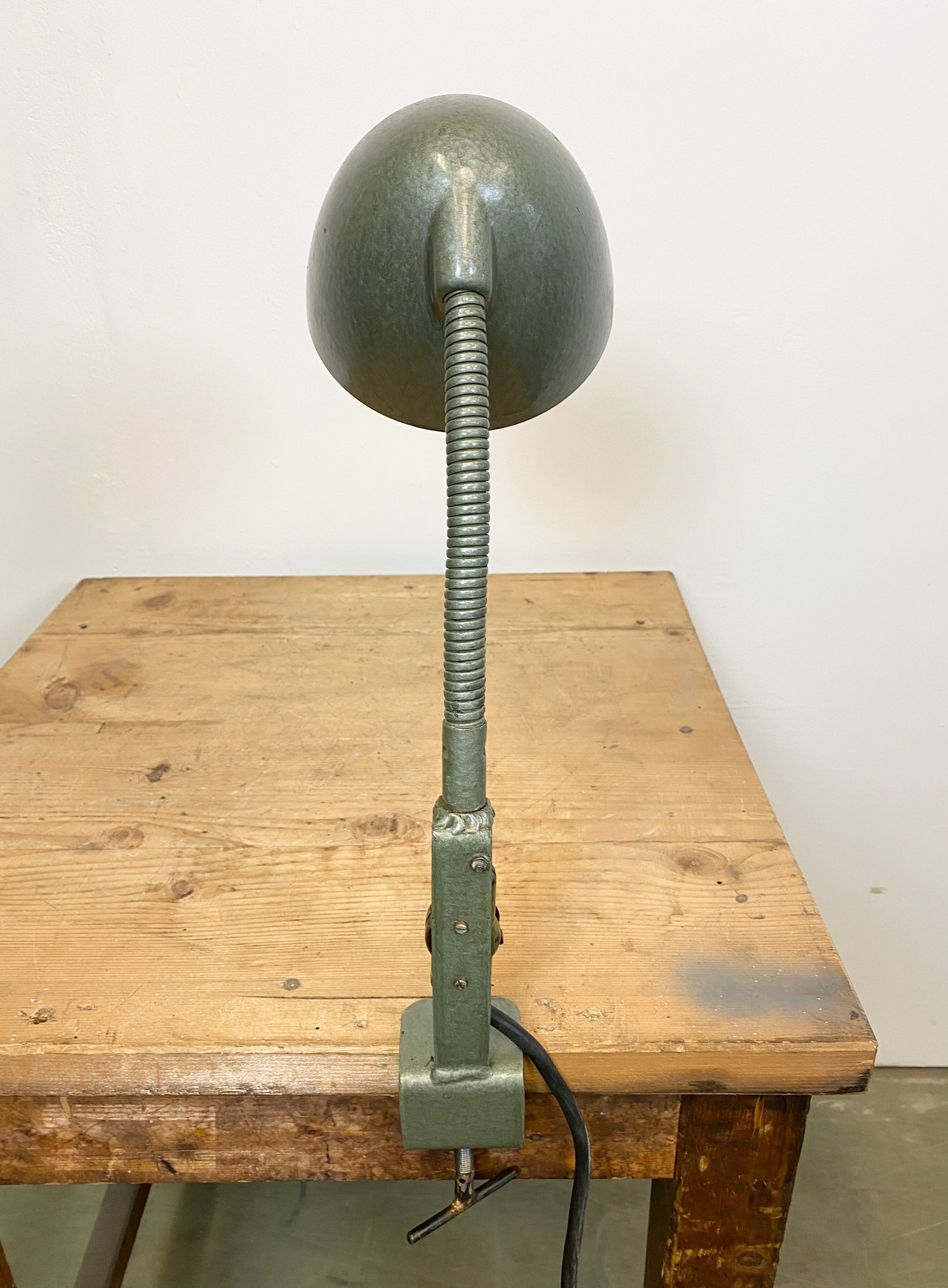 Green Industrial Bakelite Gooseneck Table Lamp, 1960s
