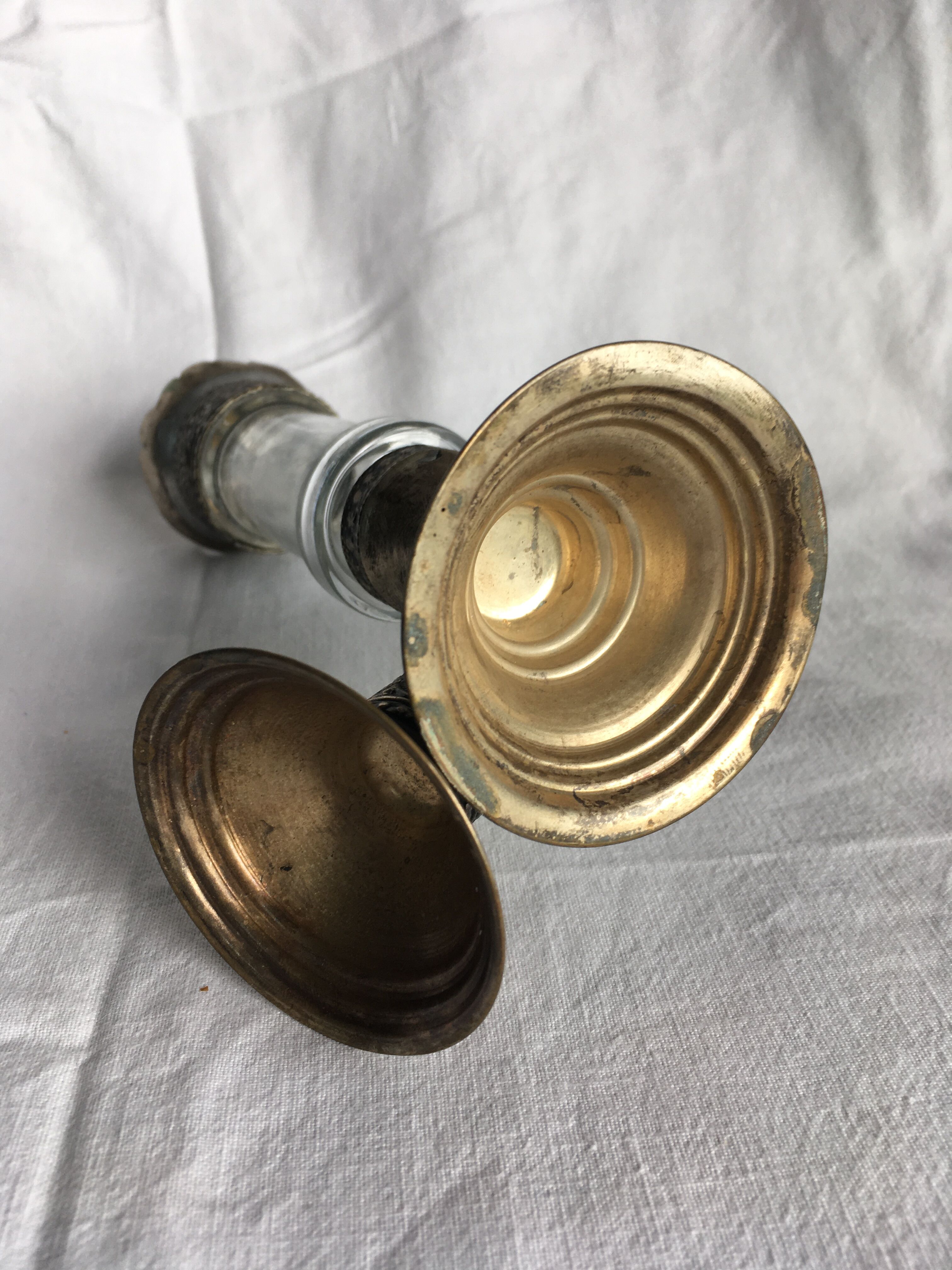 Brass and glass candle holders