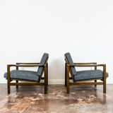 Pair of Restored Black B-7522 armchairs by Zenon Bączyk, 1960’s