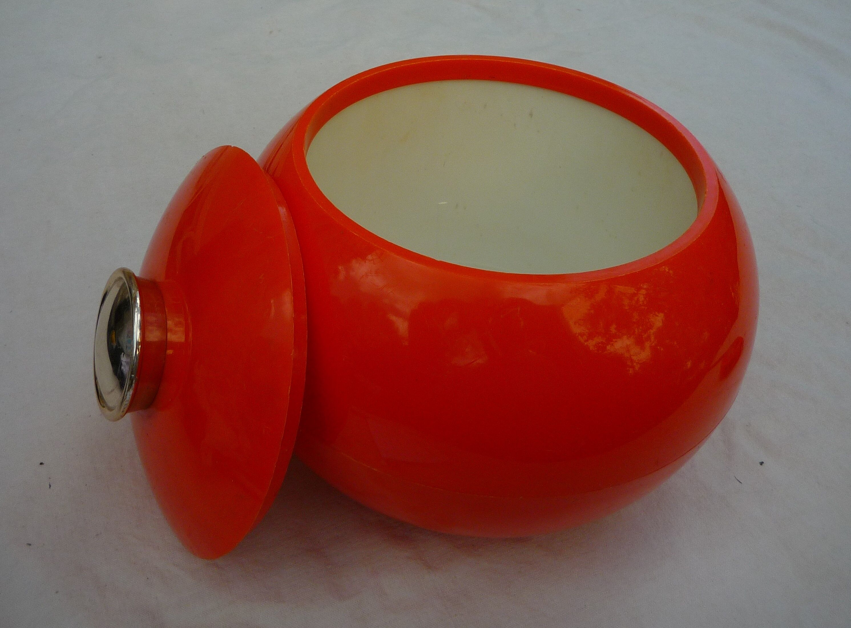 Orange ice bucket, vintage 70s