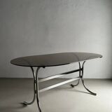 Chrome smoked glass dining table | Italy | 1970s