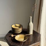 Set of 8 brown-rimmed stoneware deep plates Atelier Saint Simon D19.5