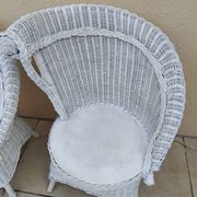 Paire de fauteuil en osier rotin blanc art deco vintage