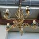 Luminaire Art déco Magnifique Lustre 5 feux disques verre DLG SUBES ADNET LELEU