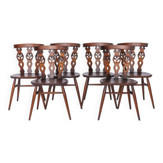 Set of 6 Mid-Century Elm Dining Chairs by Ercol – English Chairs, 1960s