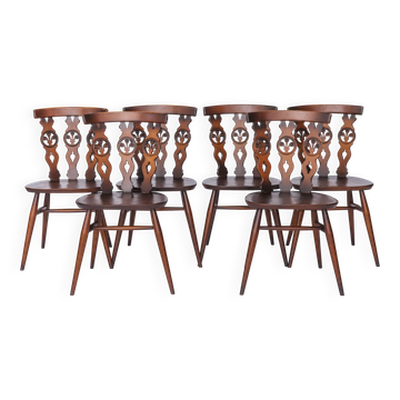 Set of 6 Mid-Century Elm Dining Chairs by Ercol – English Chairs, 1960s