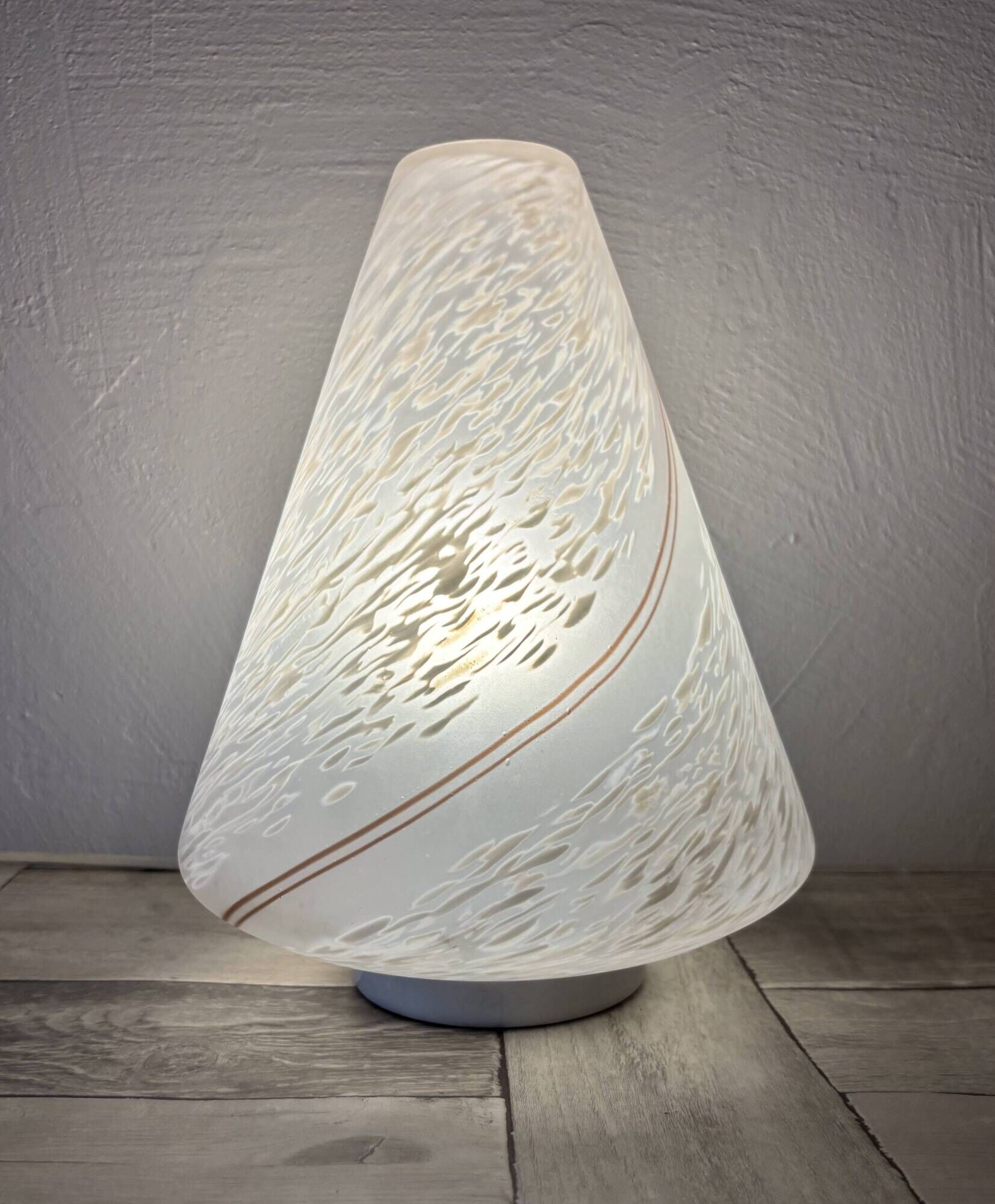 Vintage Murano Swirl Cone Lamp - Original Label - 1970s