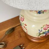 Vintage Ceramic Lamp with Wooden Base