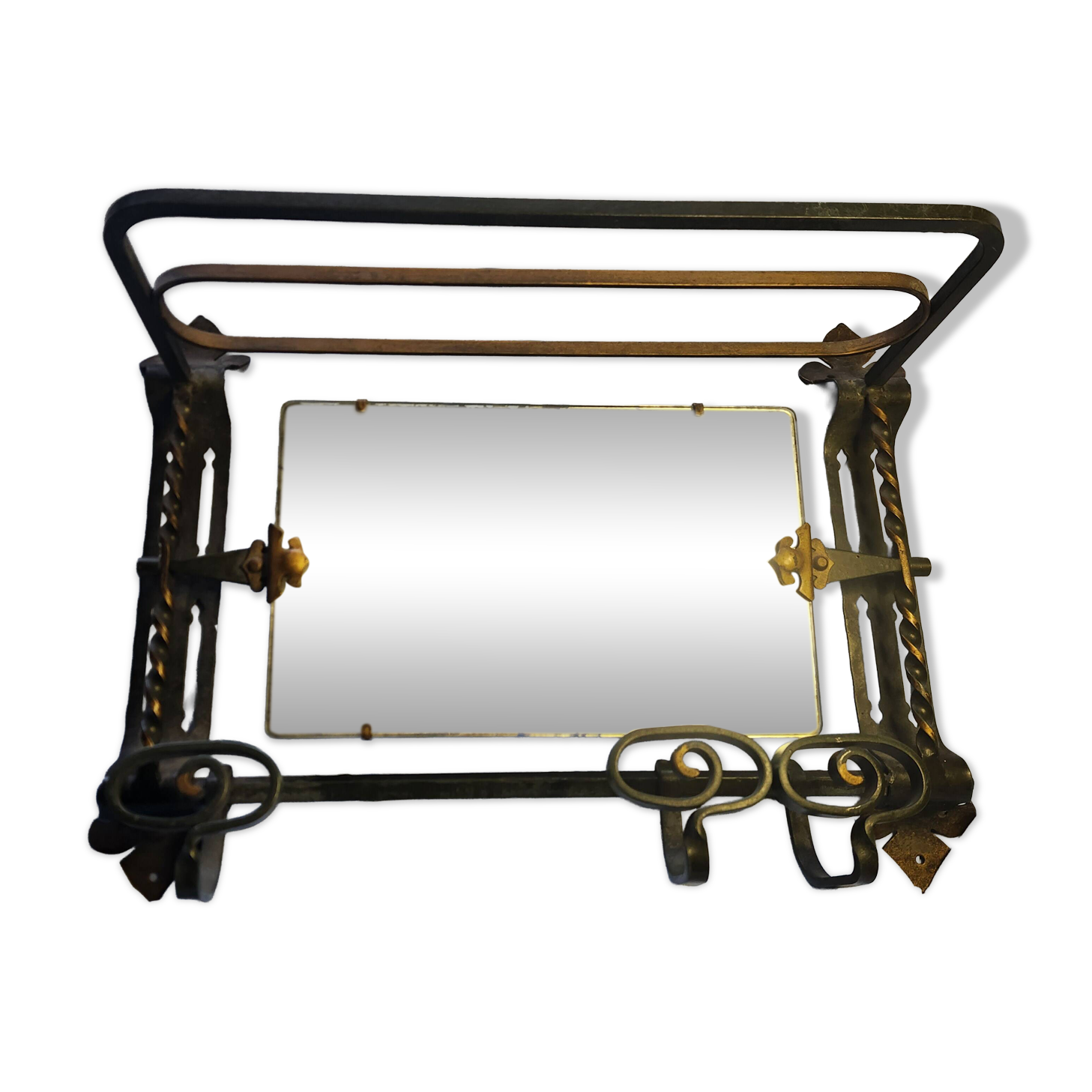 Vintage Art Deco wall-mounted coat and hat rack.