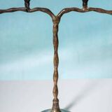 Vintage 1960s chandelier, patinated bronze Japandi chandelier.