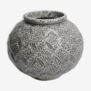 Vase boule art déco en fonte émaillée 1930