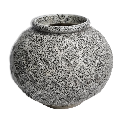 Vase boule art déco en fonte émaillée 1930