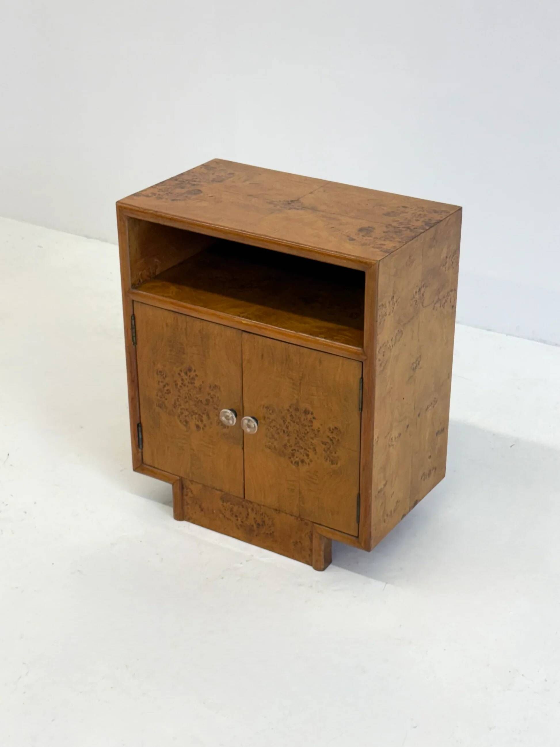 Set of two vintage Art Deco bedside tables with burl wood