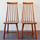 Set of 2 vintage solid wooden highback chairs