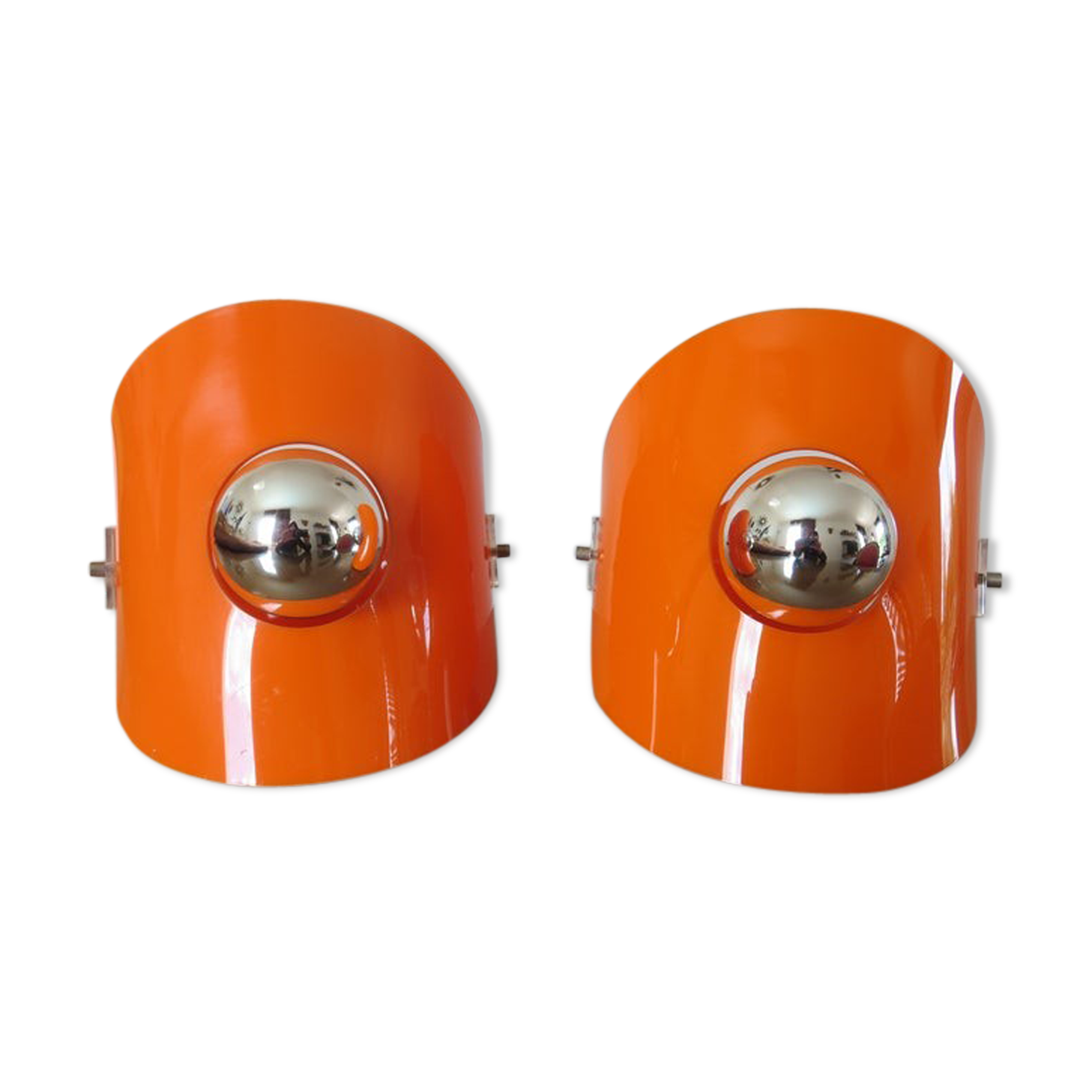 Pair of sconces in orange 70s perspex