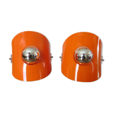 Pair of sconces in orange 70s perspex