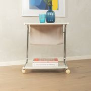 STRAJK side table by Tomas Jelinek for IKEA (1975, Bauhaus style, chrome and cream white, vintage)