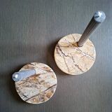 Duo of circular marble candlesticks from the 80s