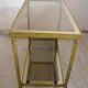 Side table, gold brass, smoked glass, 70s.