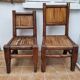 Pair of solid wood and bamboo chairs, brutalist style, 90 cm