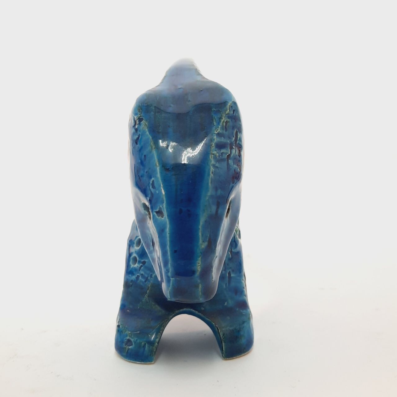 Rabbit statue, vintage, Aldo Londi for Bitossi, Rimini blue series