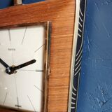 Vintage formica clock silent wall clock trapeze "Hermle gilded black wood"