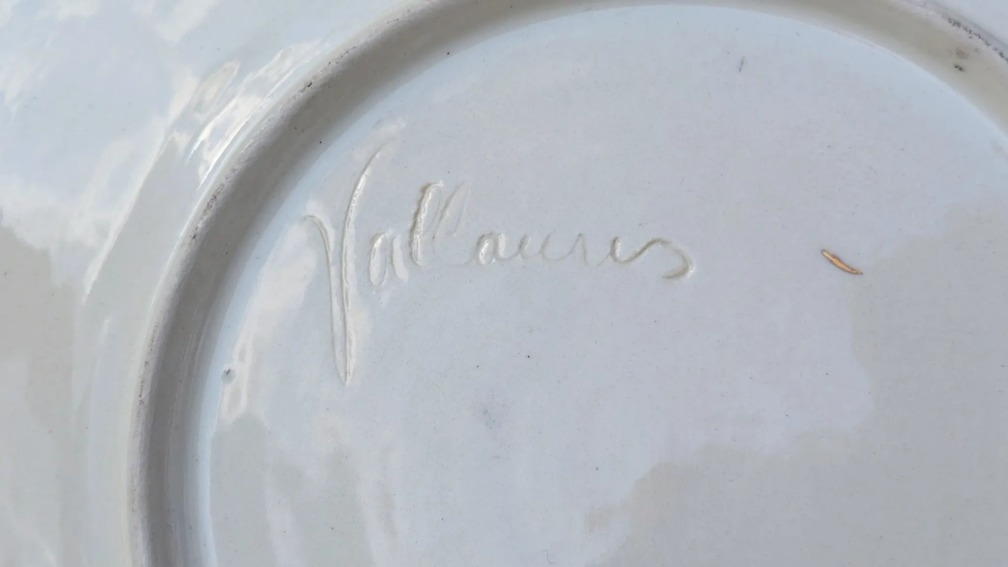 Large Decorative Enamelled Ceramic Plate — Vallauris — Floral Decoration