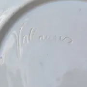Large Decorative Enamelled Ceramic Plate — Vallauris — Floral Decoration