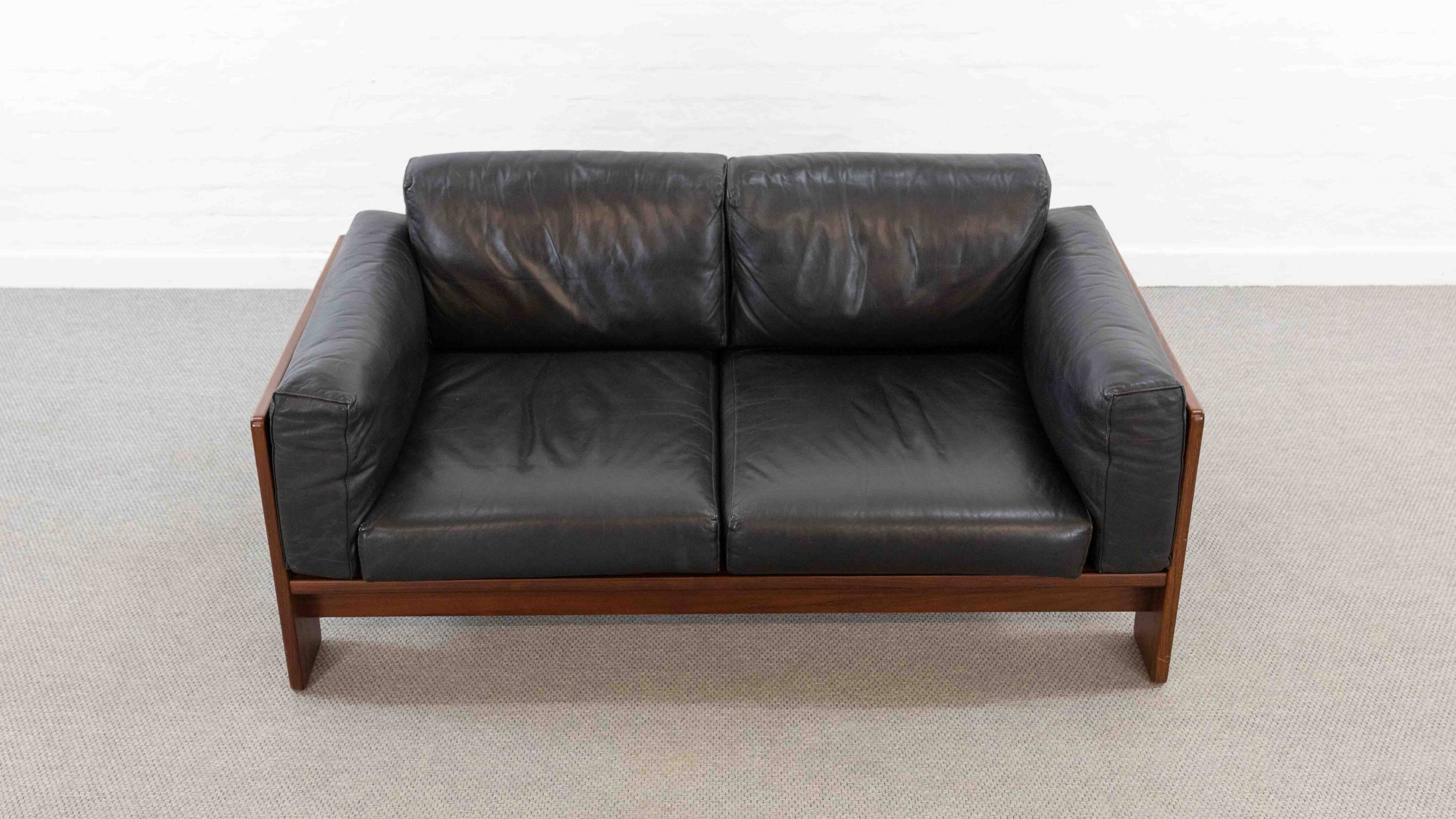 Bastiano Leather Sofa in Black by Tobia Scarpa for Gavina / Knoll