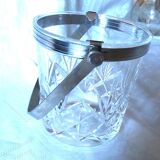 Crystal ice bucket with silver metal handle Saint Louis brand