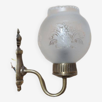 Applique boule vintage - style mid century - bronze et verre givré - excellent état