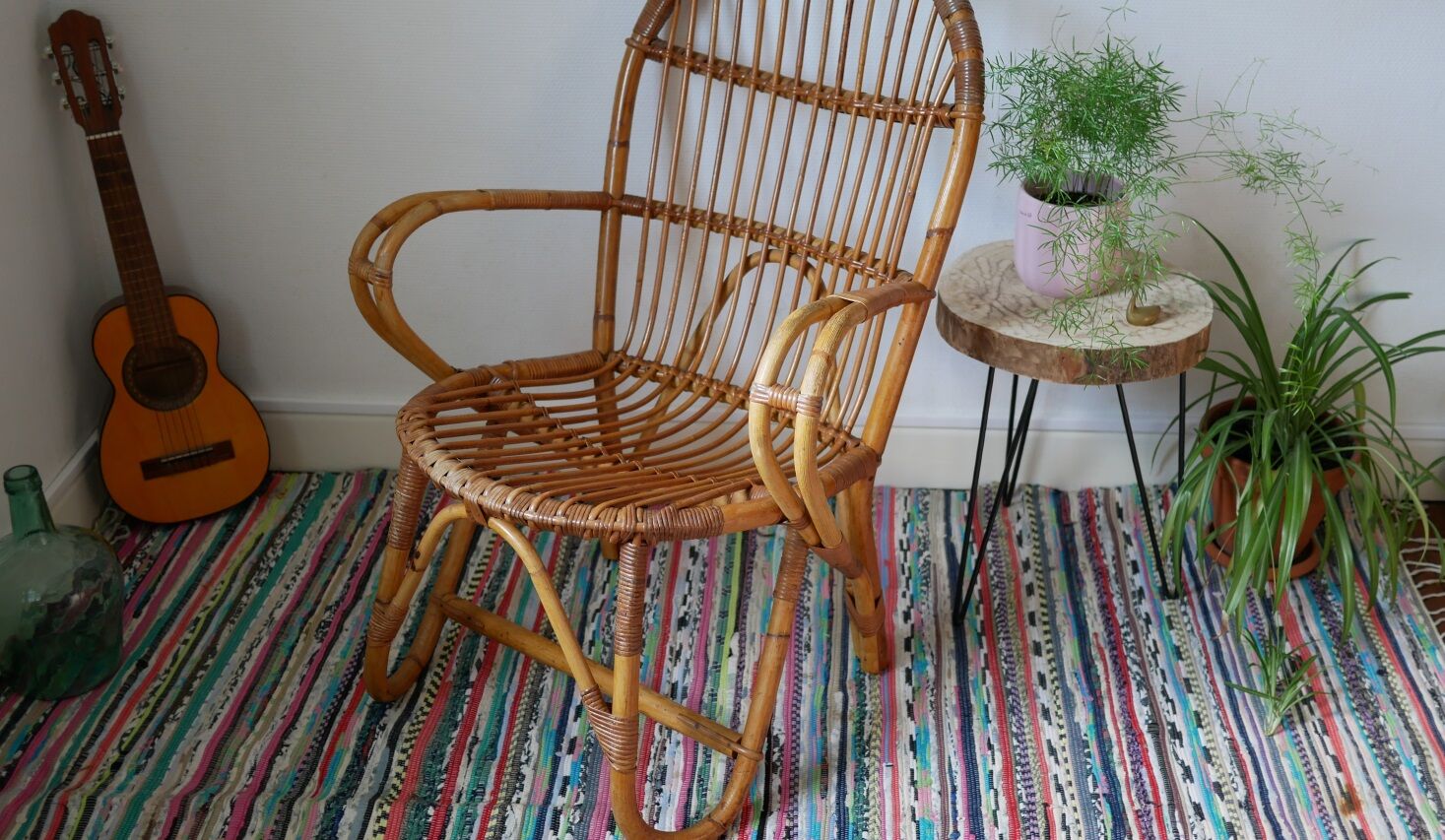 Armchair in rattan of the 1960s