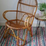 Armchair in rattan of the 1960s