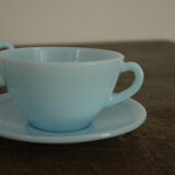 Three blue cups Duralex