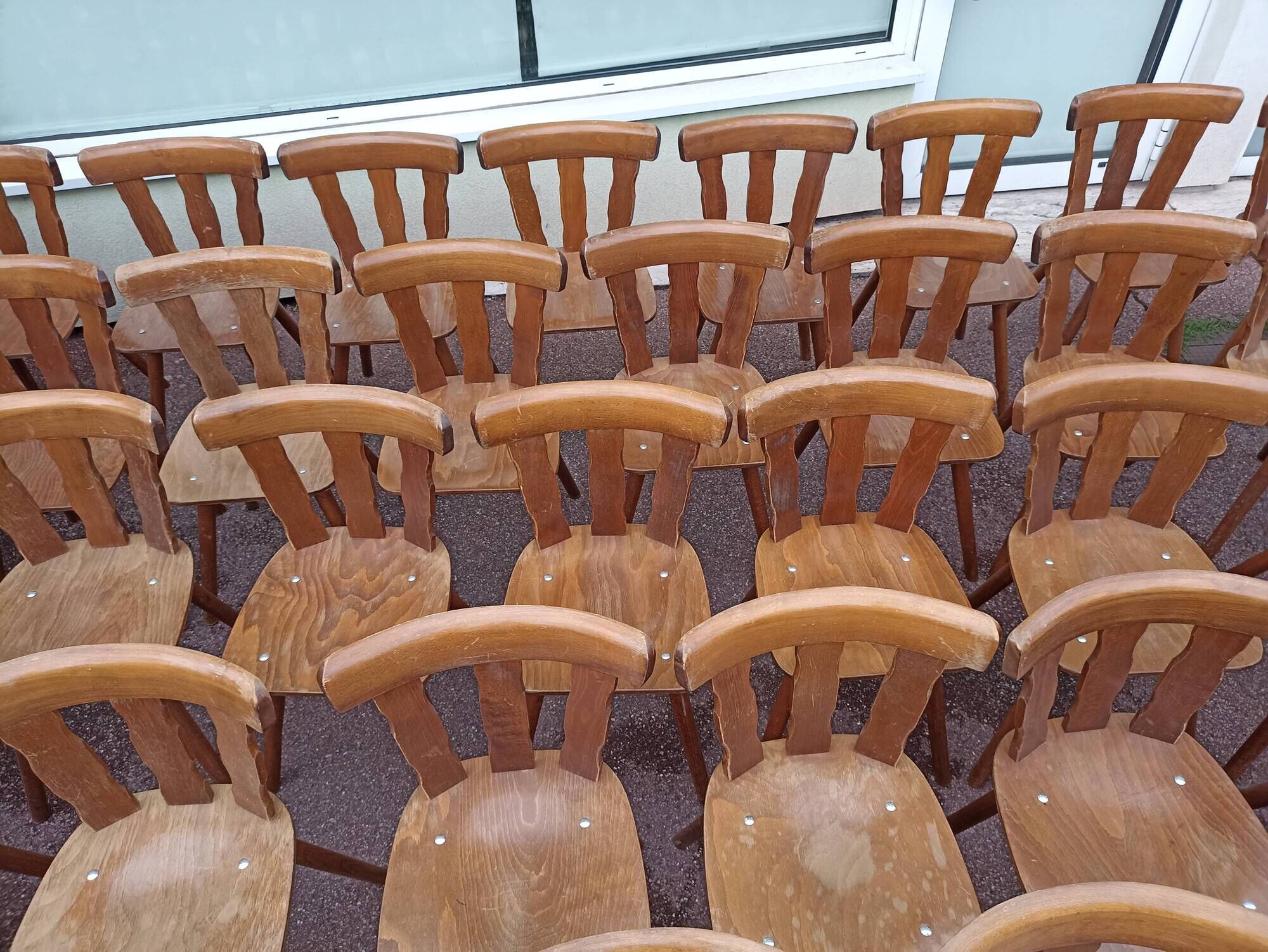 Set of 60 bistro cafe bar restaurant chairs - wood - vintage