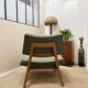 Vintage armchair attributed to Jens Risom, solid wood and fabric.