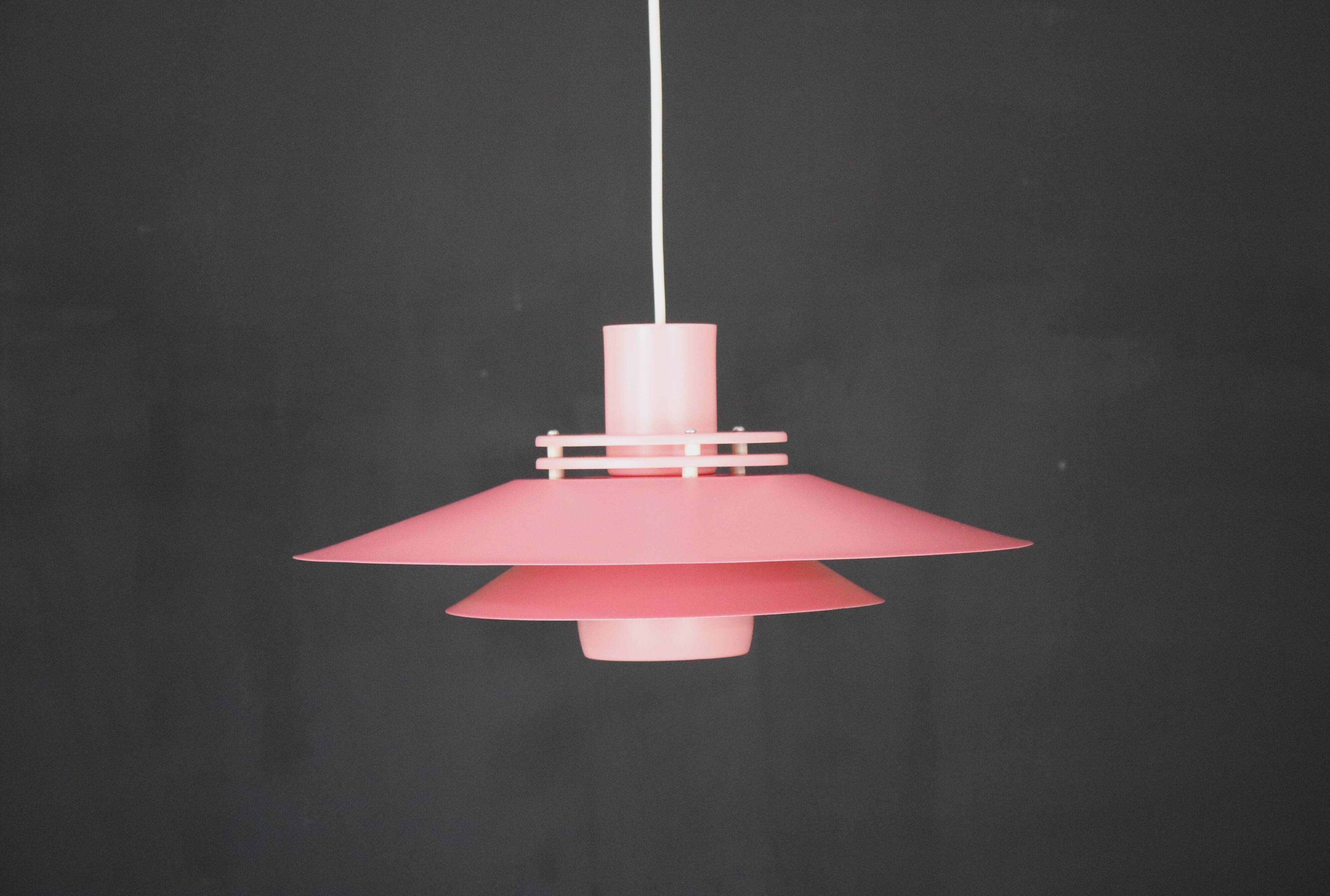 Great pink restored Danish ceiling lamp *** Danish design *** unique *** Denmark 1970's