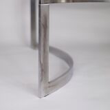 Coffee table published by Dassas, base in chromed steel and thick glass slab, France, 1963