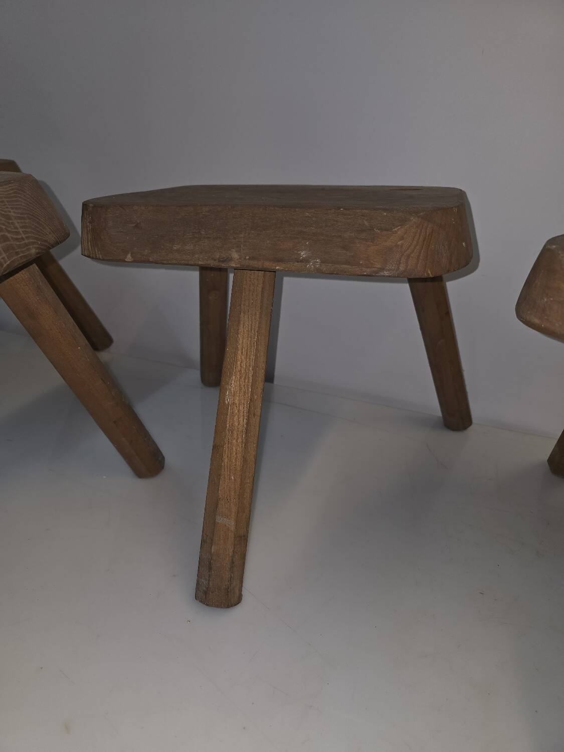 Set of 4 solid wood shepherd's stools