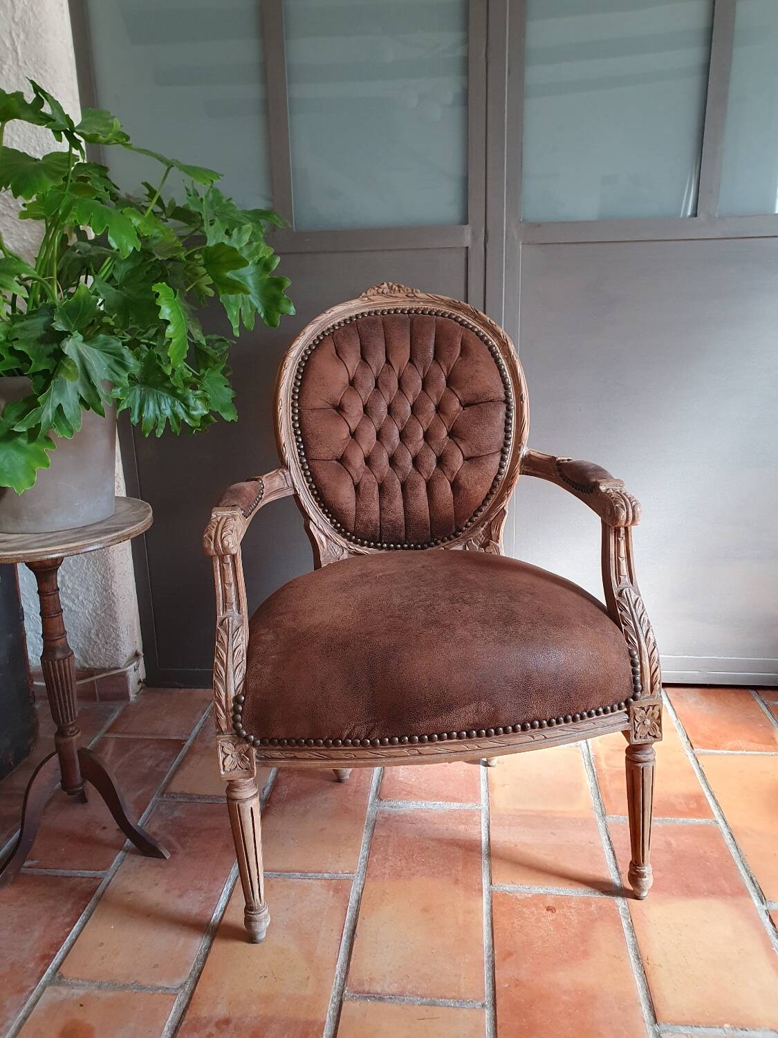Baroque suede armchair