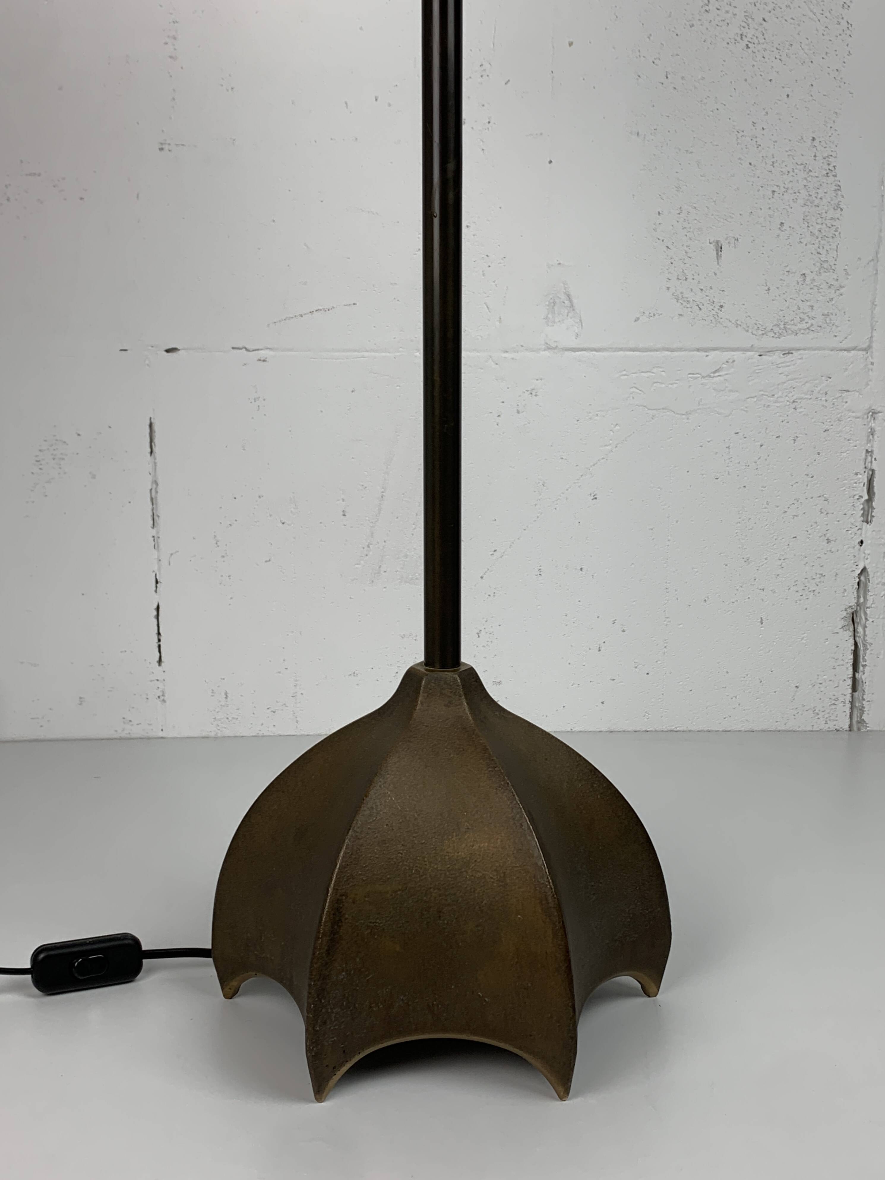 Brutalist bronze large cocoon table lamp, Dutch 1990s