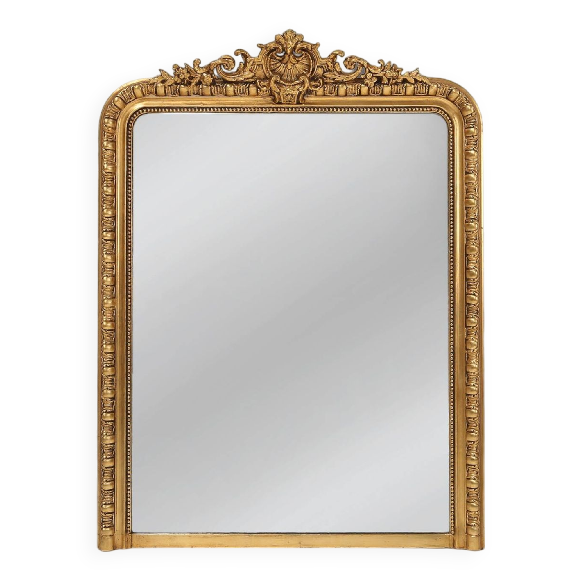 Large French antique gilt wooden chimney mirror, ca 1890