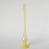 Large soliflore vase in opaline, pastel yellow, 1970.