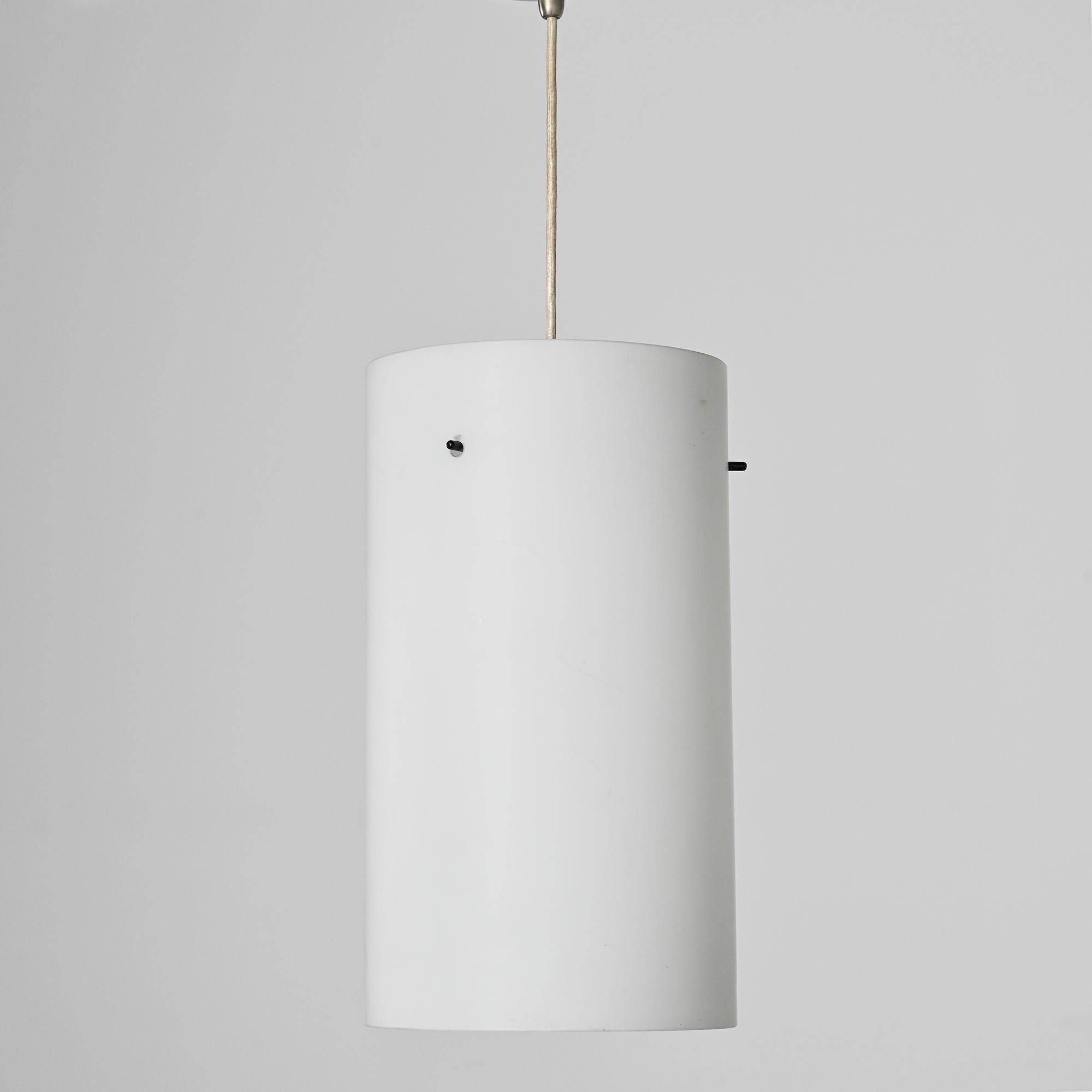 Opaline glass cylindrical pendant, 1970s